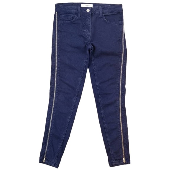 Sandro blue skinny jeans full zip side indigo blue ribbed - Picture 1 of 6